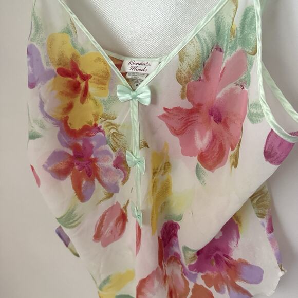 Y2K Camisole Blouse Sheer Floral Romantic Coquette Sexy Babydoll M - Picture 5 of 9